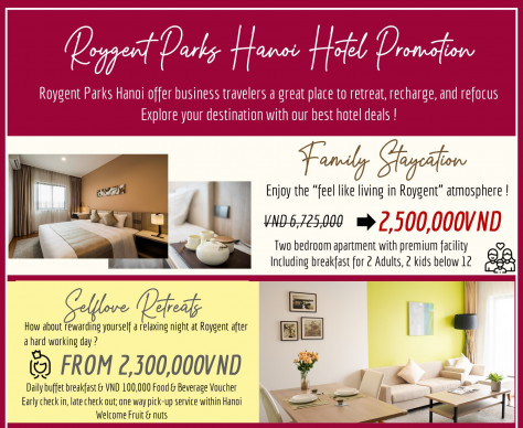 Săn deal khách sạn giá siêu rẻ tại Roygent Parks Hanoi