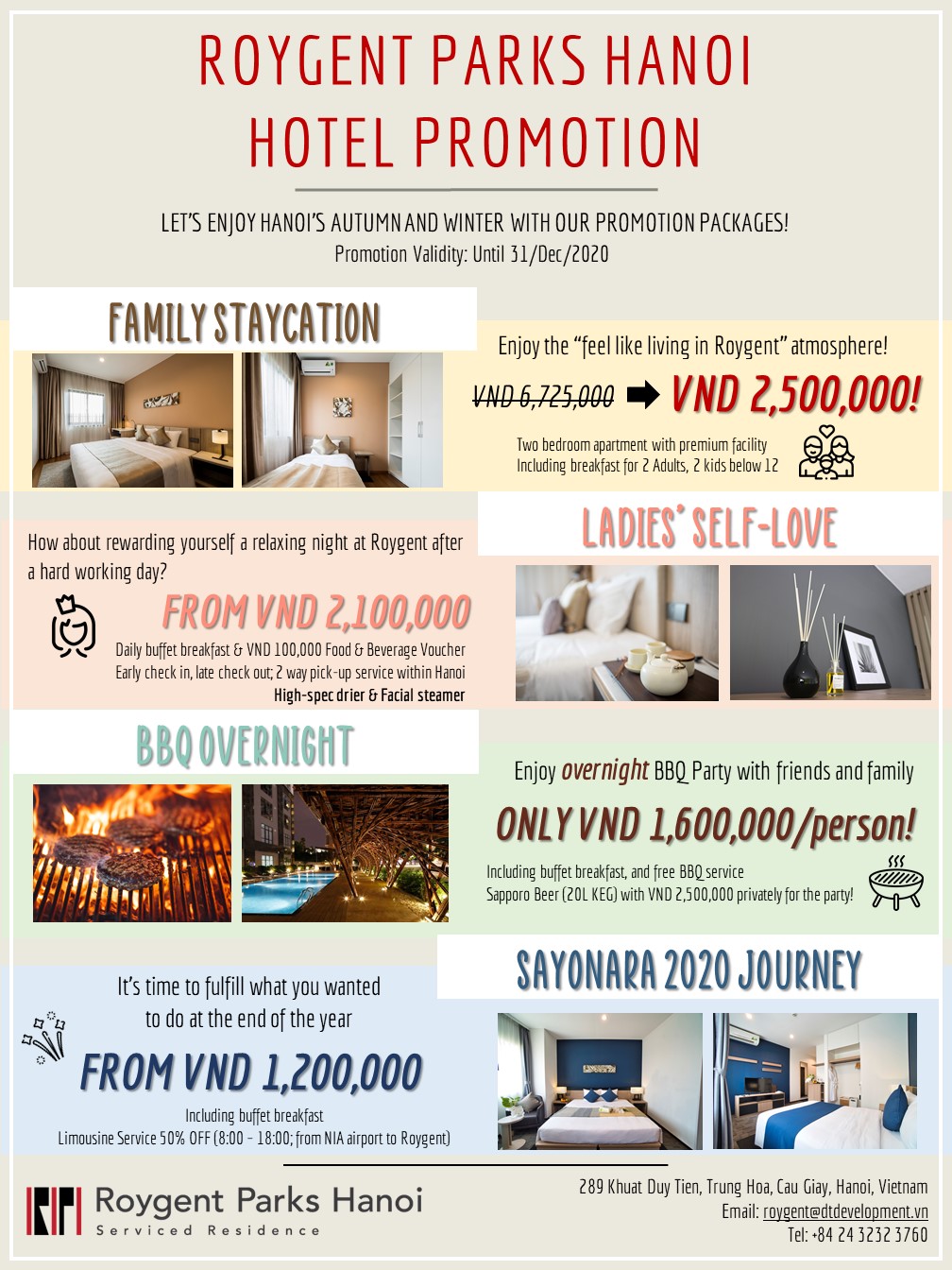 Hotel promotion 2020!｜News detail Roygent Parks Hanoi｜Hotel
