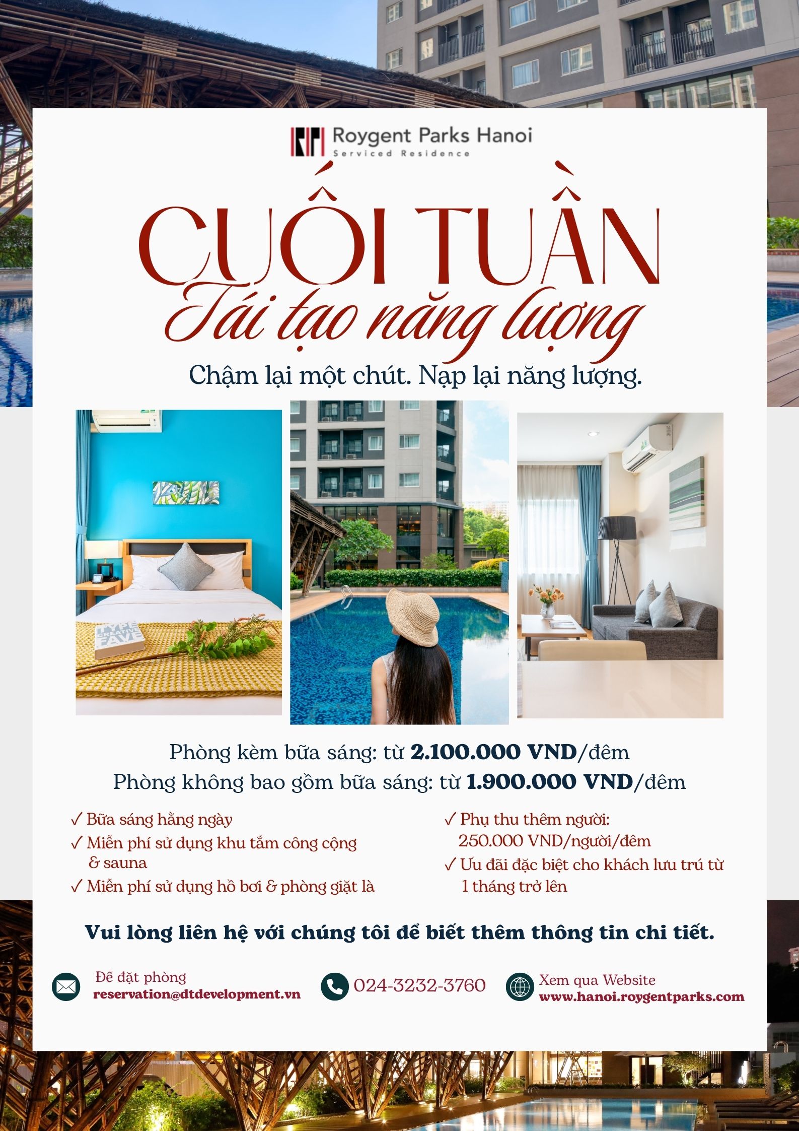 🌿 Gói ưu đãi cuối tuần tại Roygent Parks Hanoi